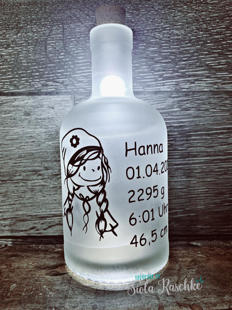 LED-Flasche, Leuchtflasche, Geburtsflasche